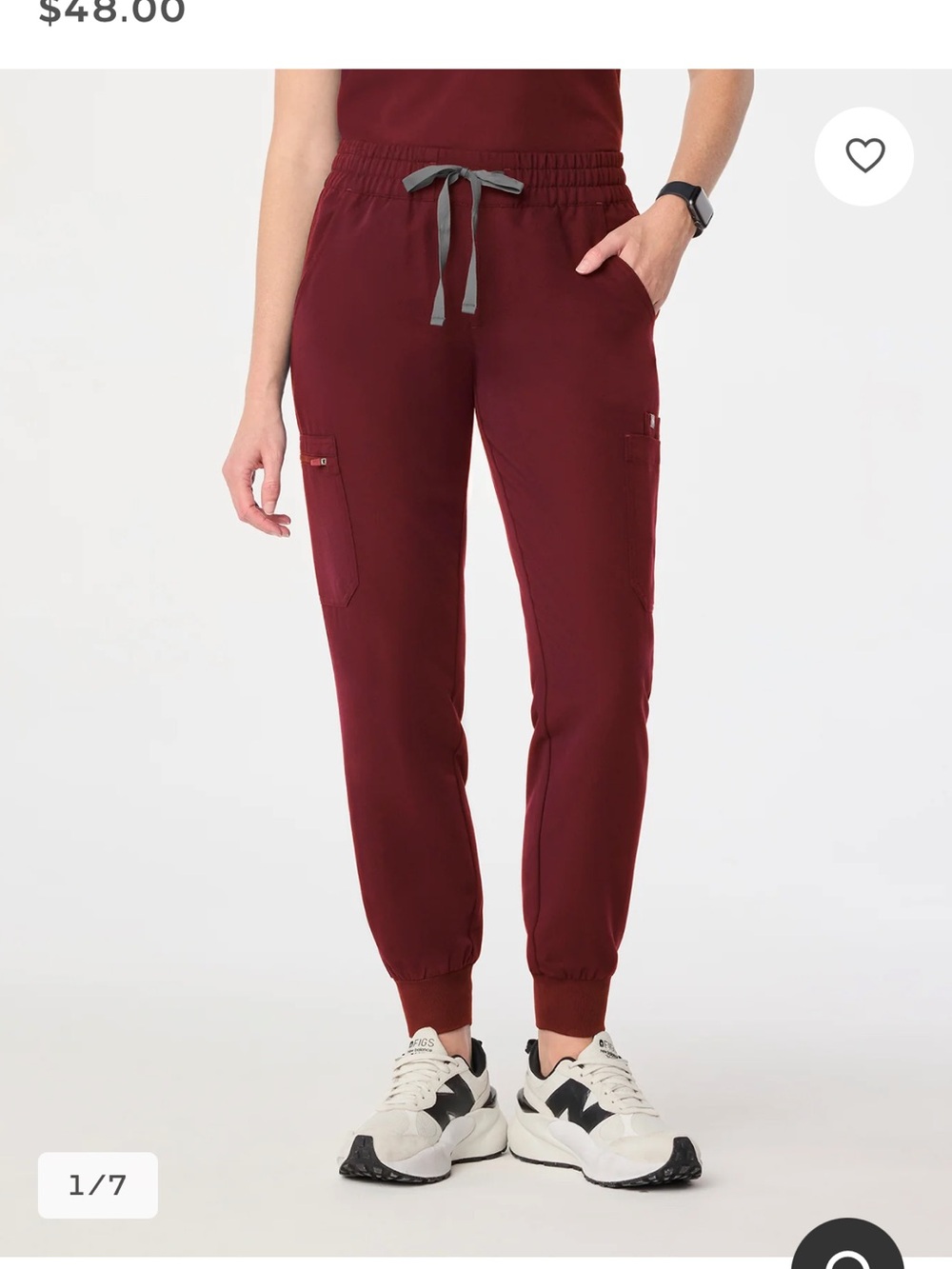 Figs Women's Drawstring Cargo Jogger Pants (uman) - Burgundy